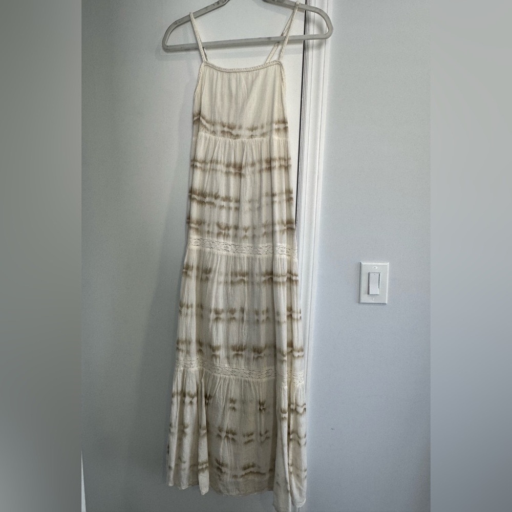 NWT Aerie 100% Cotton Maxi Dress Small Cream Beige Lace Details